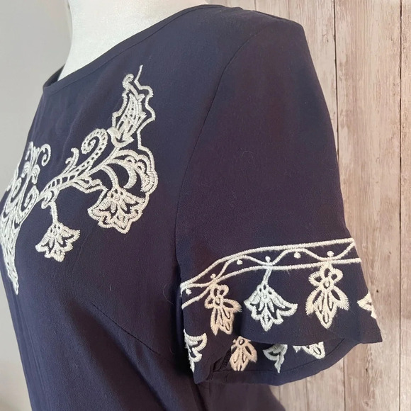 Lulu’s Navy and White Embroidered Dress - Picture 3 of 5